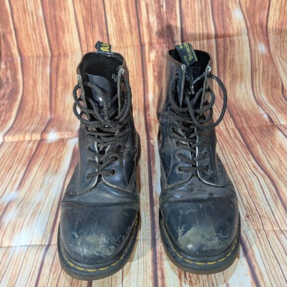 Dr. Martens Dark Green Blue The Original Leather Lace-Up Mid-Calf Boots Size 10 - Picture 1 of 11